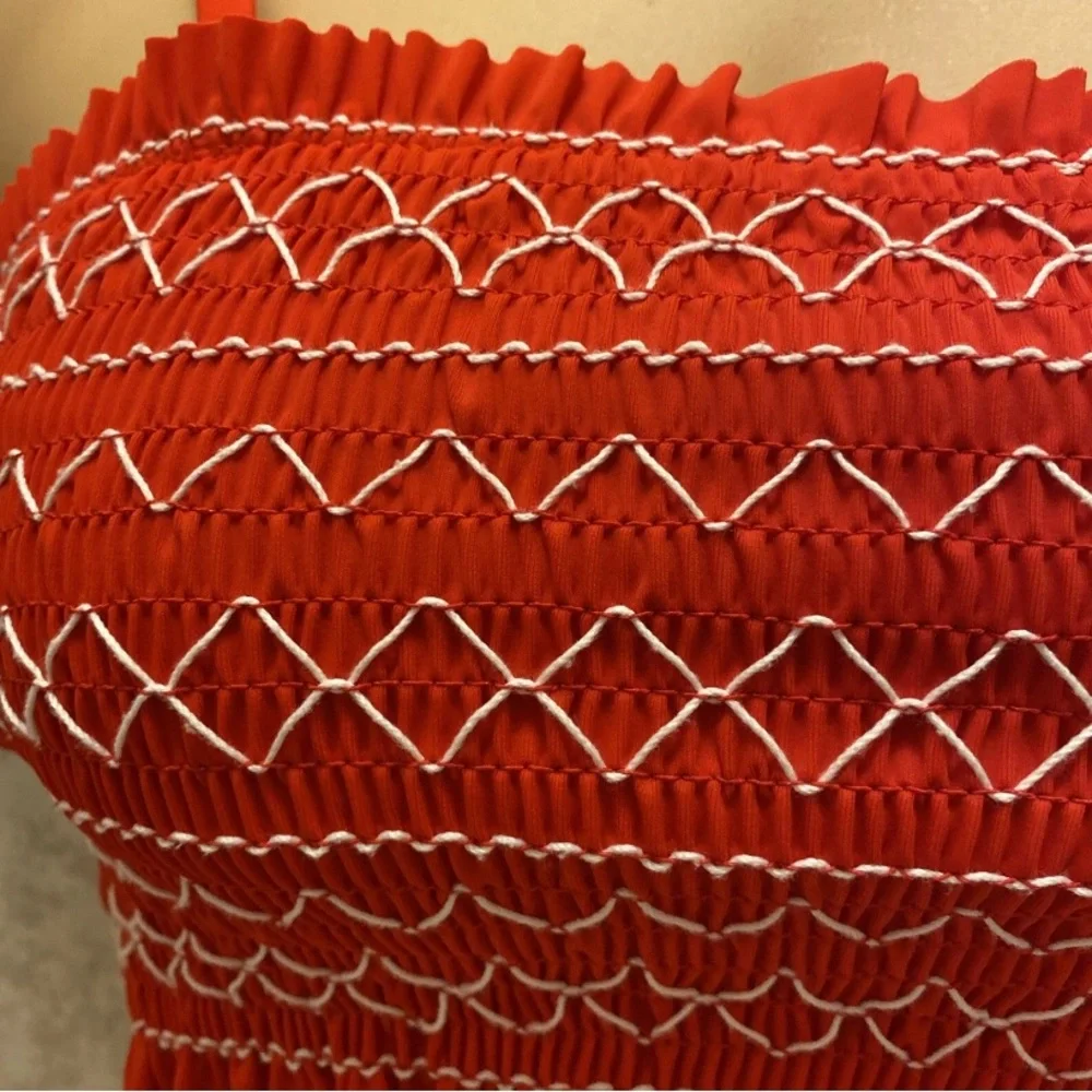Xhilaration Red Smocked Bikini Top